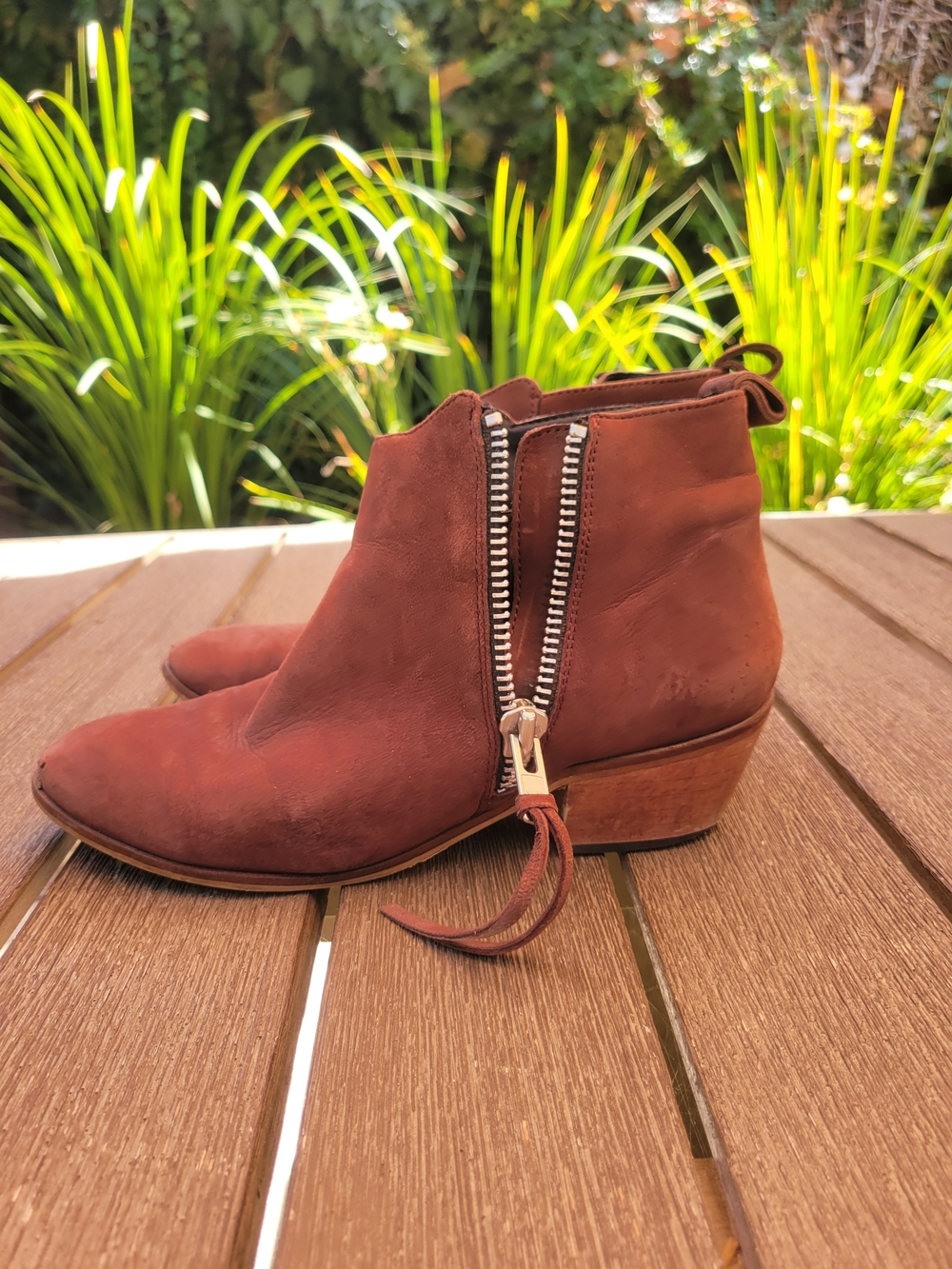 Kurt Geiger Carvel Maroon Suede Ankle Booties with Side Zip